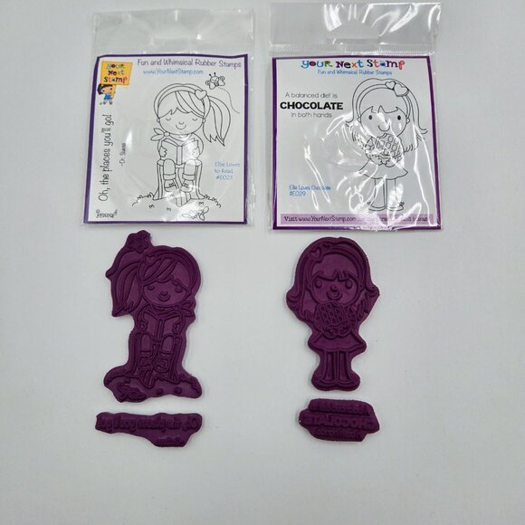 Your Next Stamp Cling Rubber Stamp Sets Lot Of 6 Ellie Loves To Read Ellie Loves - Picture 2 of 16